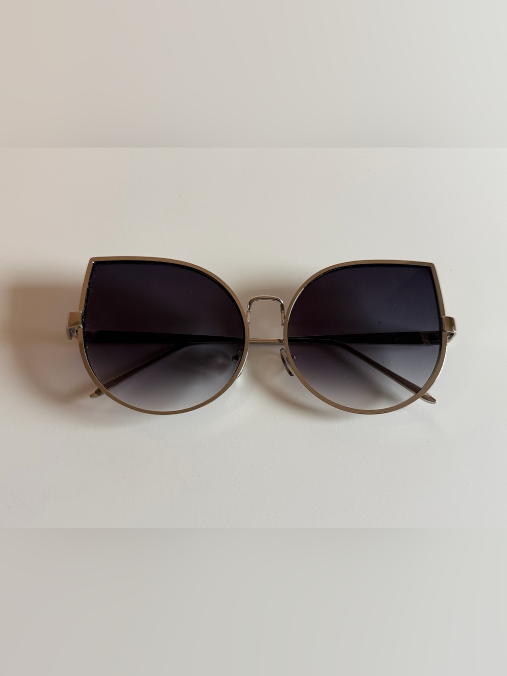 Chic Cat/Round Gradient Sunglasses in Silver Frame